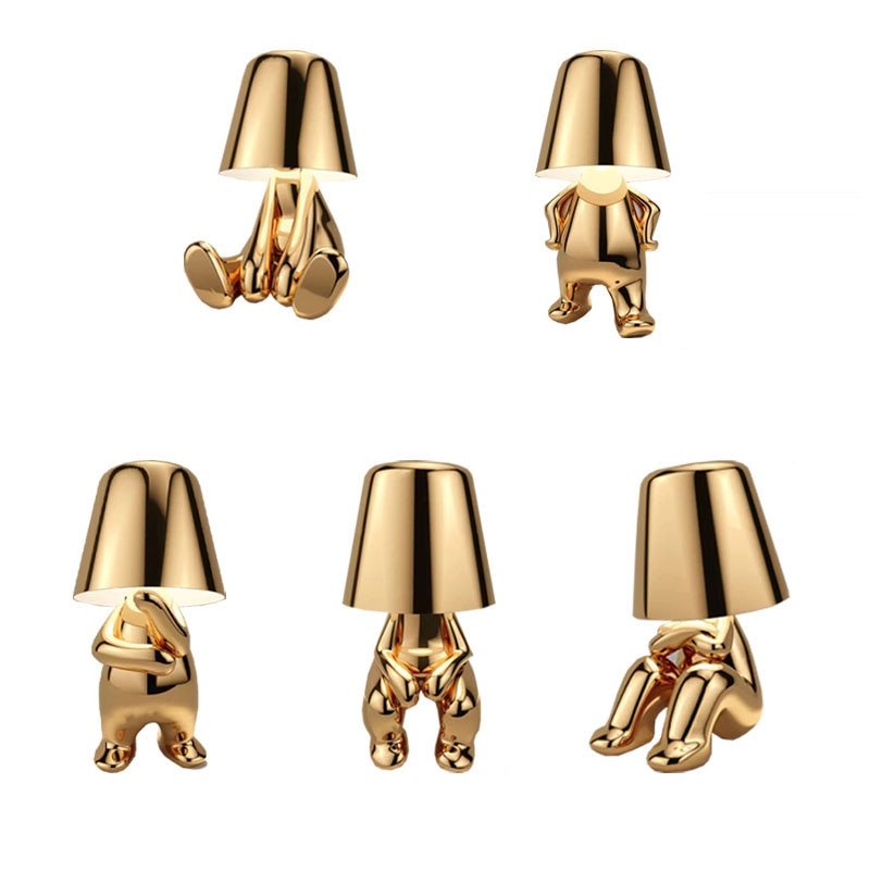 Italy Little Golden Man Table Lamp Resin Led Night Light